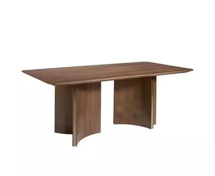 Прямоугольный обеденный стол 1109/DT210118 из ореха и позолоченной стали