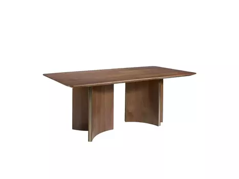 Прямоугольный обеденный стол 1109/DT210118 из ореха и позолоченной стали