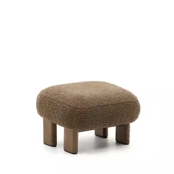 Пуф Cabana Taupe Boucle с ножками в отделке орех 65x55,4