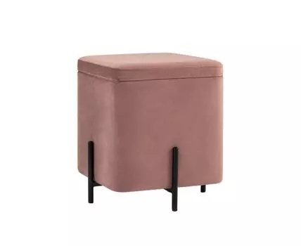 Пуф Грейс квадрат с ящиком велюр пыльно-розовый