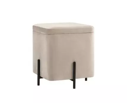 Пуф Грейс квадрат с ящиком велюр серо-бежевый