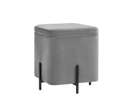 Пуф Грейс квадрат с ящиком велюр серый
