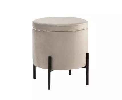 Пуф Грейс с ящиком велюр серо-бежевый