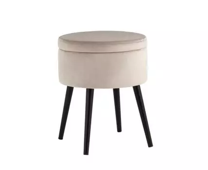 Пуф Клайс с ящиком велюр серо-бежевый