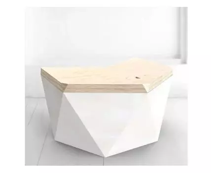 Рабочий стол Гексагон Брильянт в белом цвете со столешницей в натуральном цвете березы (132)