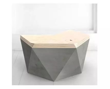 Рабочий стол Гексагон Брильянт в сером цвете со столешницей в натуральном цвете березы (132)