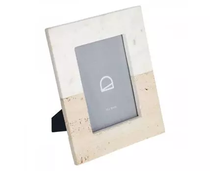 Рамка для фото Uria из белого мрамора и бежевого камня 25 x 20 см