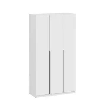 Распашной шкаф Арно Белый текстурный С полками и штангой
