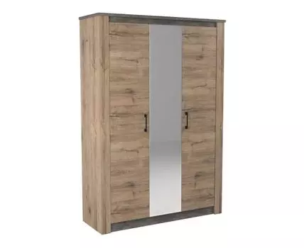 Распашной шкаф Денвер (219/230, 50 см, Без дополнительных полок, Прямые, Коричневое дерево, 150 см)