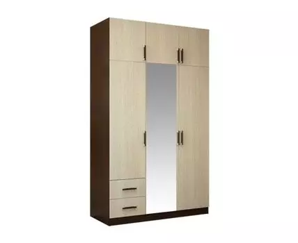 Распашной шкаф Лидер (210, 60 см, Прямые, Темное-светлое дерево, 130 см)