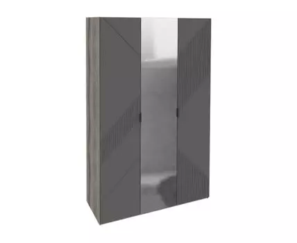 Распашной шкаф Манхеттен (217, 60 см, С дополнительными полками, Прямые, Серый, 135)