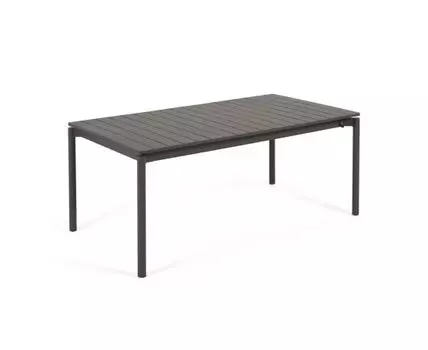 Раздвижной алюминиевый стол для улицы Zaltana с матовой черной отделкой 180 (240) x 100 см