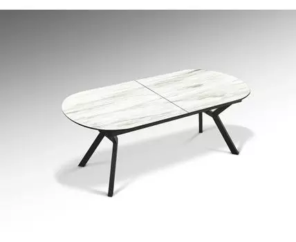 Раздвижной обеденный стол Antea меламиновый топ с отделкой белый мрамор