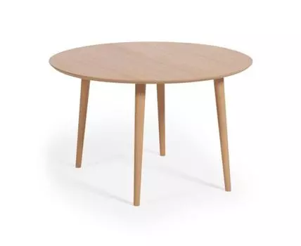 Раздвижной стол Oakland из МДФ с дубовым шпоном и ножками из массива каучука 120(200)x120 с