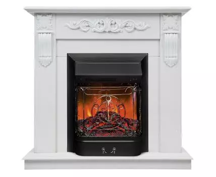 RealFlame Электрокамин Sorento WT с Majestic Lux S BL, звук потрескивания дров, без пульта ДУ