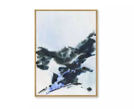 Репродукция картины на холсте Above the mountain peaks, 2021г. (мультиколор, золотистый, 75)