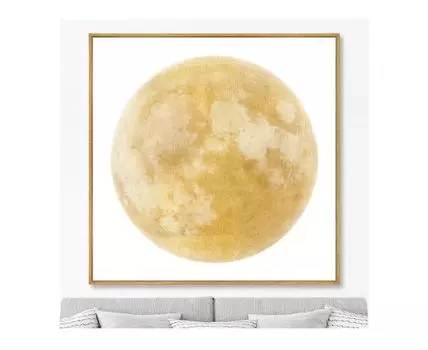 Репродукция картины на холсте Full lunar view, on a white (мультиколор, золотистый, 105)