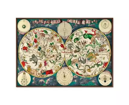 Репродукция картины на холсте Карта созвездий, 17 век. (мультиколор, 105)