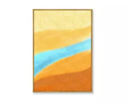 Репродукция картины на холсте Landscape etude №5 (River in the desert), 2021г. (мультиколор, золотистый, 75)