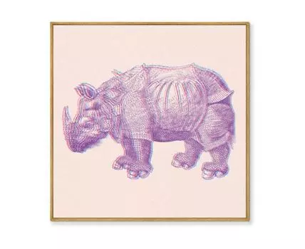 Репродукция картины на холсте Rhino rebirth, 2022г. (мультиколор, золотистый, 105)