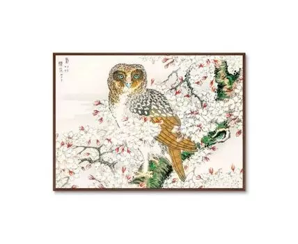 Репродукция картины на холсте Short-eared Owl and Cherry Flower, 1885г. (мультиколор, 105)