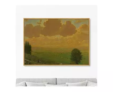 Репродукция картины на холсте Sunburst Over Sackingen, 1910г. (мультиколор, золотистый, 75)