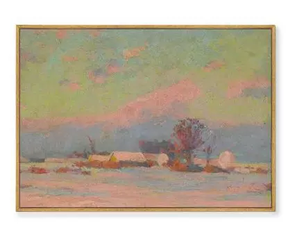 Репродукция картины на холсте Winter evening, 1925г. (мультиколор, золотистый, 75)