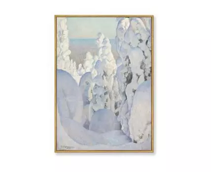 Репродукция картины на холсте Winter Landscape, Kinahmi, 1923г. (мультиколор, золотистый, 75)