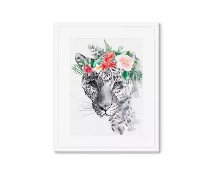 Репродукция картины в раме Graceful jaguar (Белый, 42)