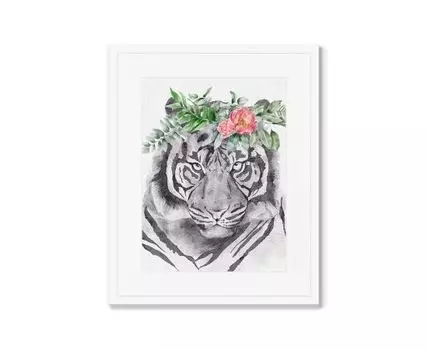 Репродукция картины в раме Graceful tiger (Белый, 42)