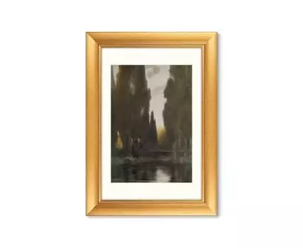 Репродукция картины в раме In the Pontine Marshes, 1900г. (золотистый, 50,5)