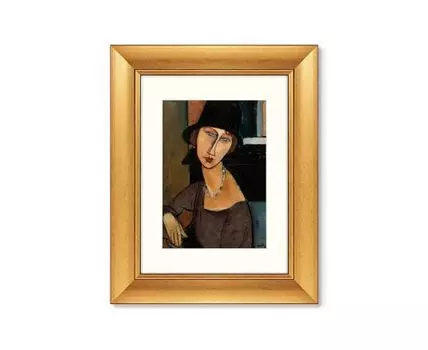 Репродукция картины в раме JEANNE HEBUTERNE (AU CHAPEAU), 1917г. (золотистый, 40,5)