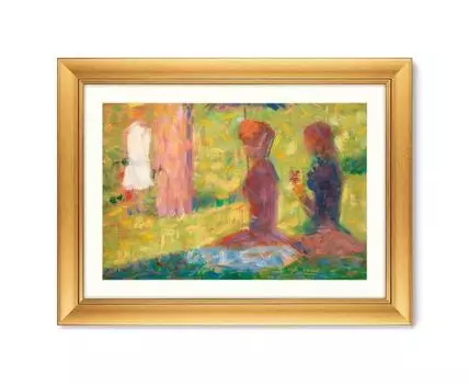 Репродукция картины в раме La Grande Jatte, 1884г (золотистый, 80,5)
