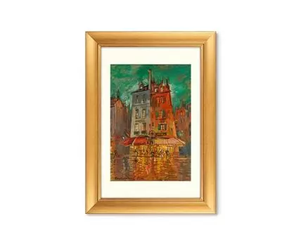 Репродукция картины в раме Nachtliches Paris, 1935г. (золотистый, 50,5)