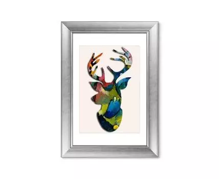 Репродукция картины в раме Олень Синий всадник, 2016г (мультиколор, 50,5)
