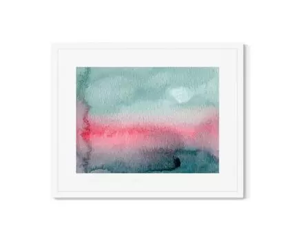 Репродукция картины в раме Sunset on the river (Белый, 42)