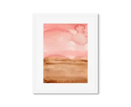 Репродукция картины в раме Sunset over the field (Белый, 42)