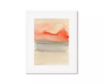 Репродукция картины в раме Sunset over the water (Белый, 42)