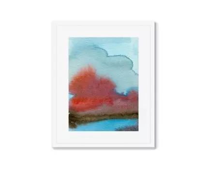 Репродукция картины в раме Trees by the lake in late October (Белый, 42)