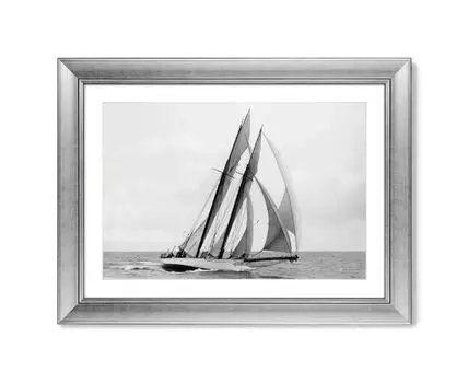 Репродукция картины в раме Яхта Элеонора подготовка к регате, Нью-Йорк, 1894г. (Белый, 60,5)