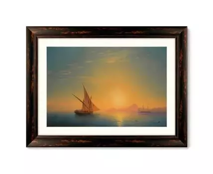 Репродукция картины в раме Закат над Искьей, 1857г. (темно-коричневый, 80,5)