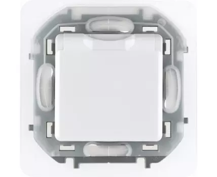 Розетка 2К+З IP 44 с откидной крышкой и шторками - немецкий стандарт - 16 А - 250 В~ - INSPIRIA - белый