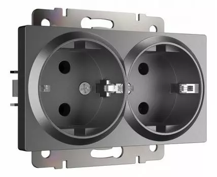 Розетка двойная с заземлением без рамки Werkel графит матовый W1172064