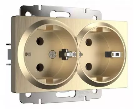 Розетка двойная с заземлением без рамки Werkel шампань рифленый W1172010