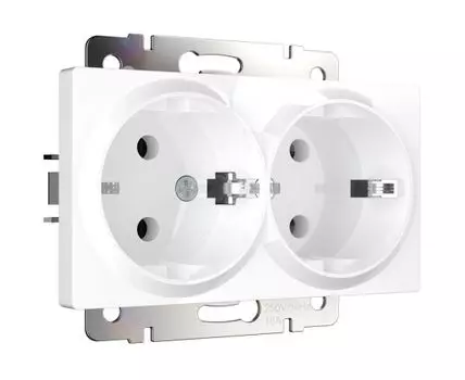 Розетка двойная с заземлением Werkel WL01-SKG-02-IP20