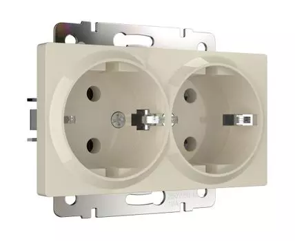 Розетка двойная с заземлением Werkel WL03-SKG-02-IP20