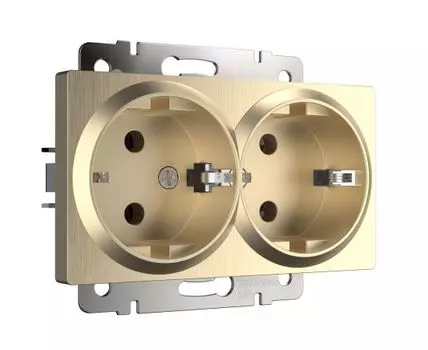 Розетка двойная с заземлением Werkel WL10-SKG-02-IP20