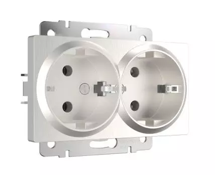 Розетка двойная с заземлением Werkel WL13-SKG-02-IP20