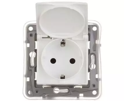 Розетка Legrand Etika 672232 скрытая установка белый с заземлением со шторками с крышкой