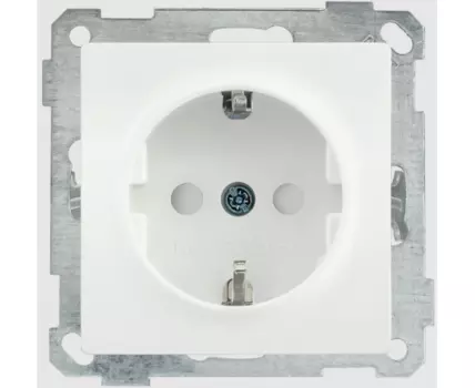 Розетка РС14-1-0-Б с заземляющим контактом с защитной шторкой 16А BOLERO белый IEK